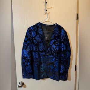 Men’s Blue Floral Blazer with Gold Buttons Size Small NWT